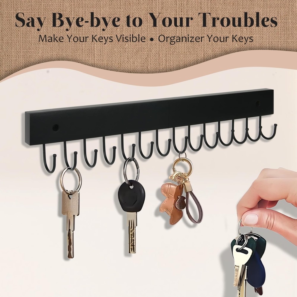2Pack Key Holder Wall Mount with 28 Rotating 180° Key Hooks, 14.6" Rustproo