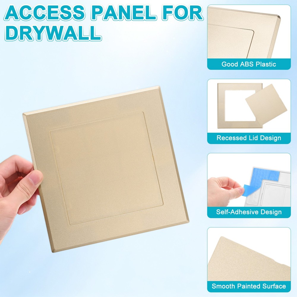 2-Pack Access Panel for Drywall, 5x5" Plastic Removable [Gold Tone, Square]