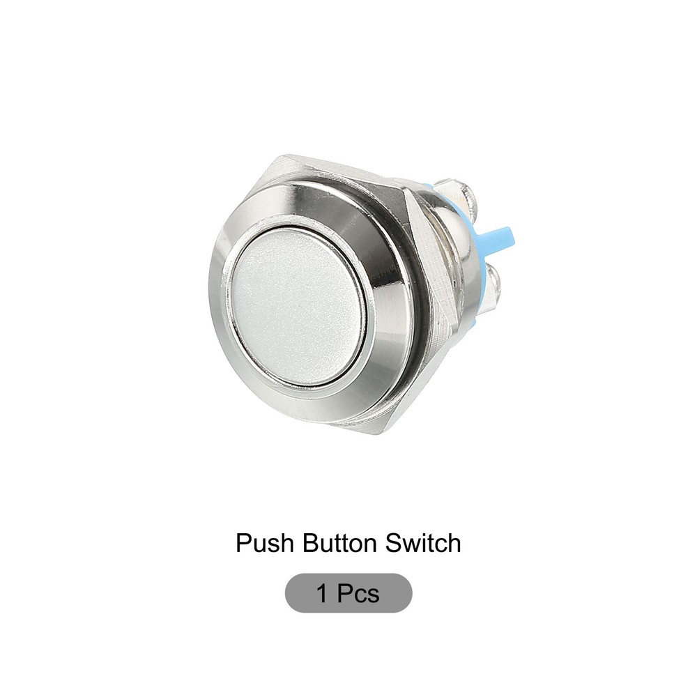Round Push Button Switch - AC 250V / 16mm / Silvery / 1 Pcs