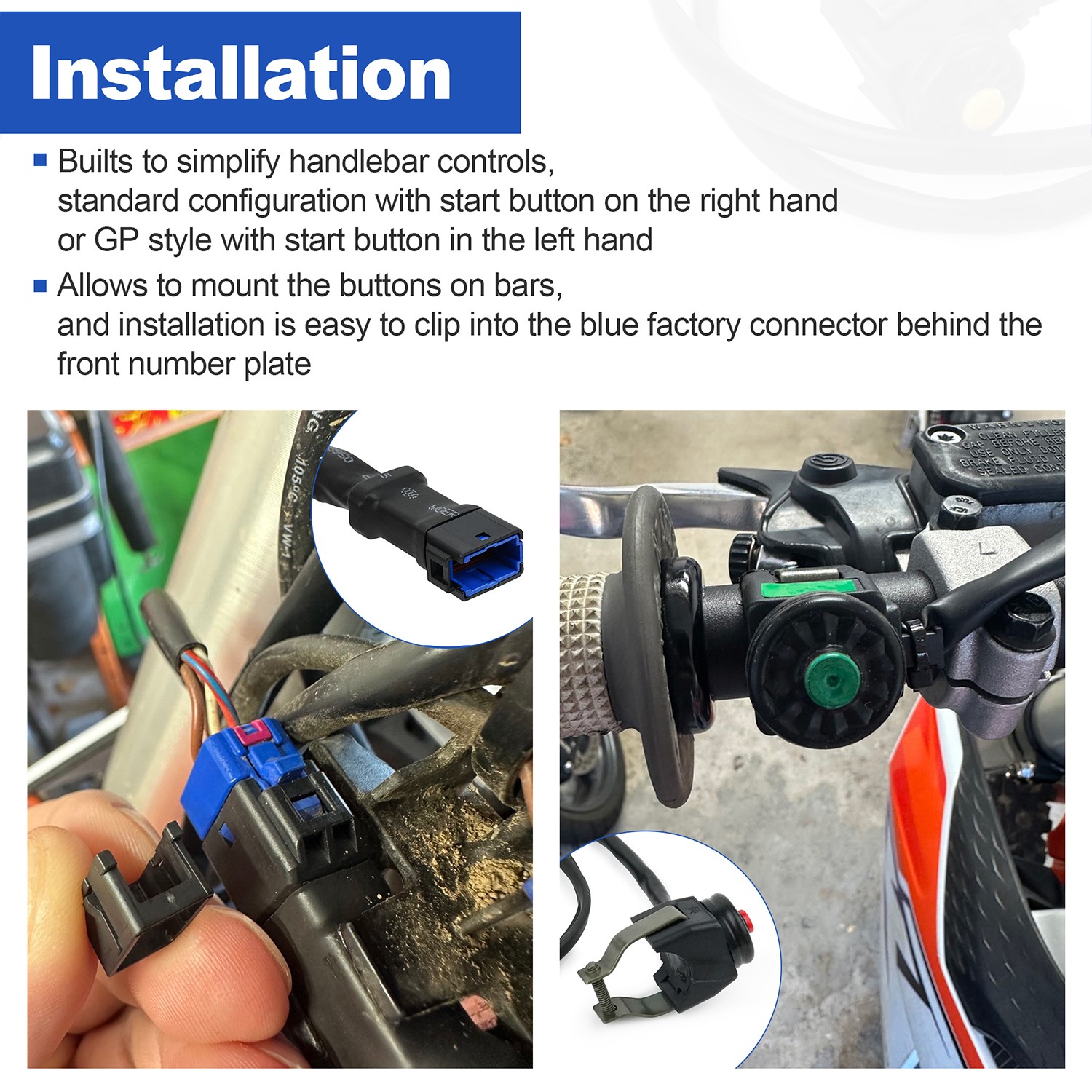 Separate Start Stop Kill Switch Button Control Kit KTM, Husqvarna