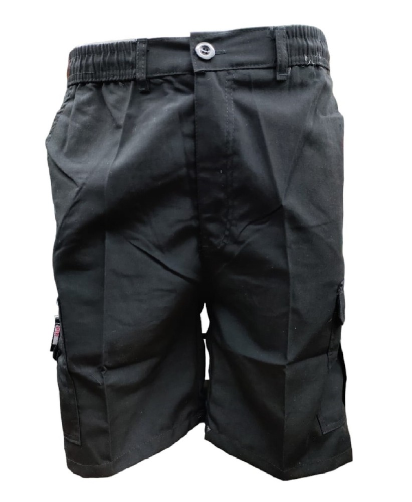 Shorts Mens Cargo Combat Multi Pocket Elasticated Waist Size Plain Lightweight