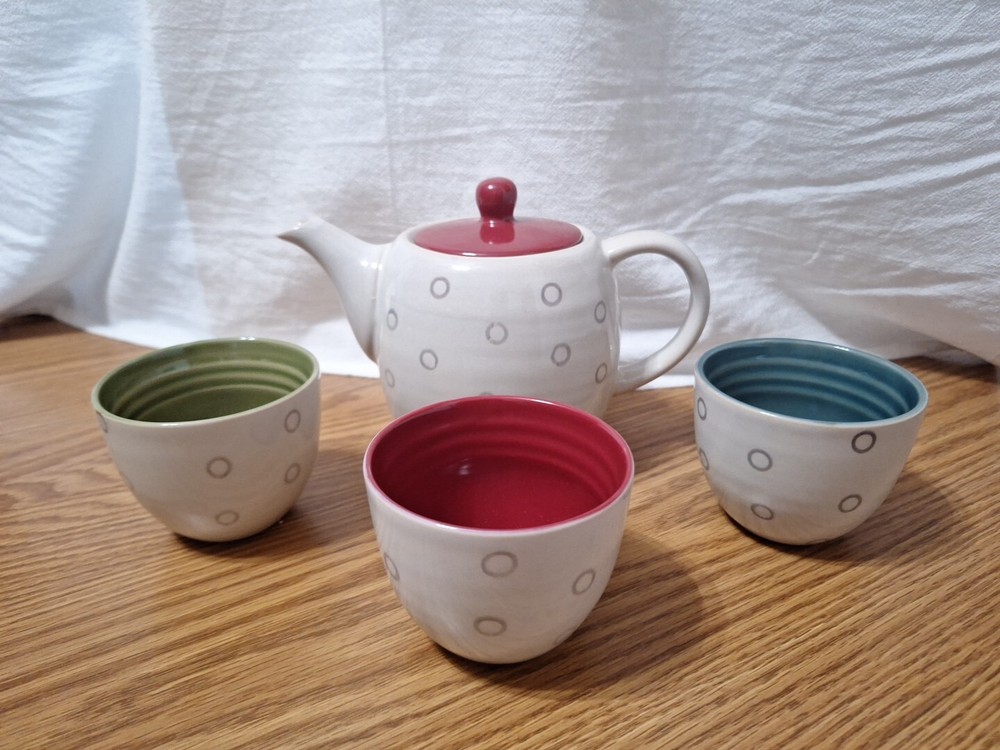 Pier 1 Imports Teapot Cups Set Service a The Elemental With Box