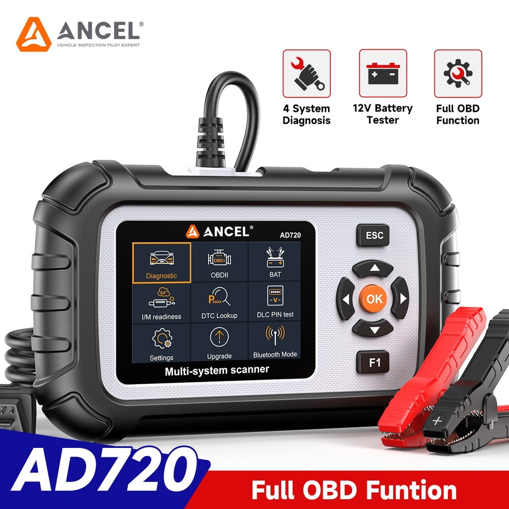 ANCEL AD720 OBD2 Scanner Diagnostic Tool ABS SRS Transmission Engine Code Reader