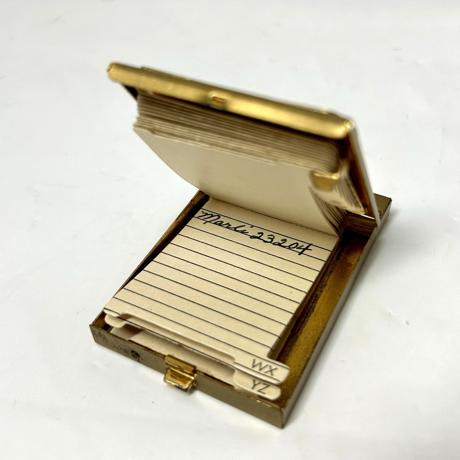 Vintage Mini Flip Up Pocket Rolodex Address Phone Book Brass Gold Tone