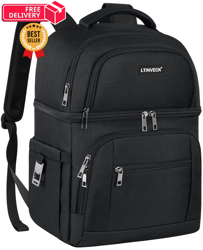 Cooler Backpack,Insulated Backpack Leakproof Double 30 cans, Black