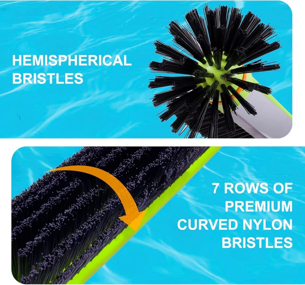 Effective Pool Wall Scrubber - Hemispherical Bristles