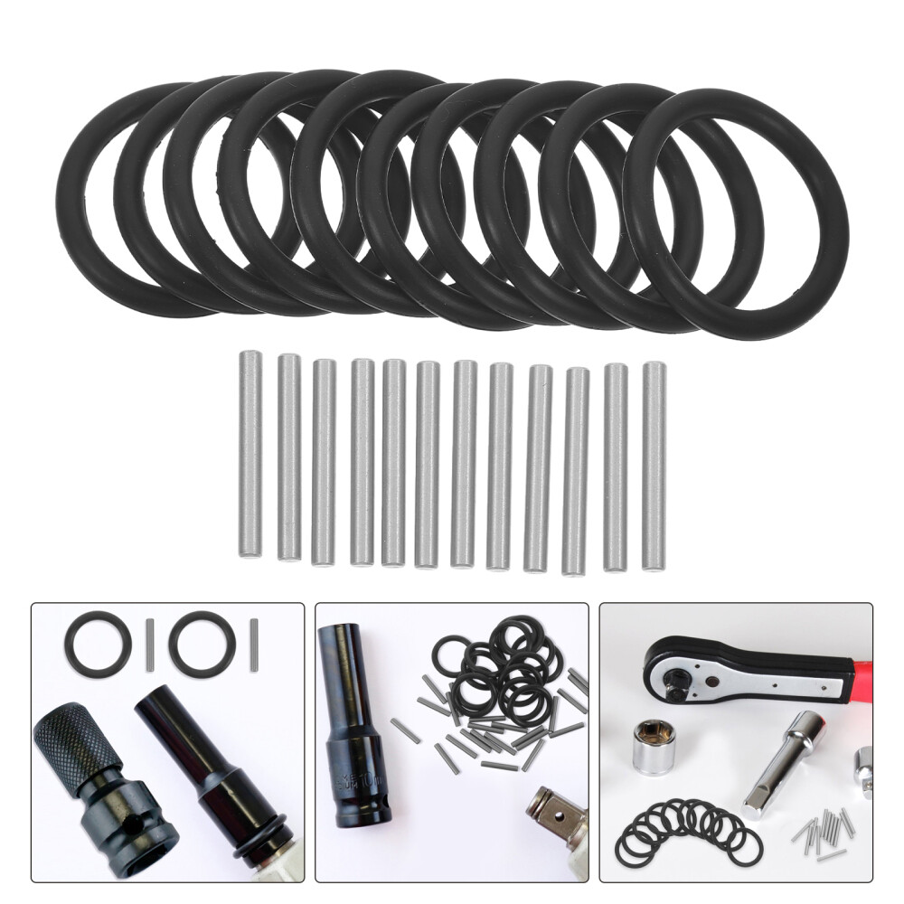 10 Sets Impact Driver Socket Attachment Replacement Rubber Ring And Pin Set