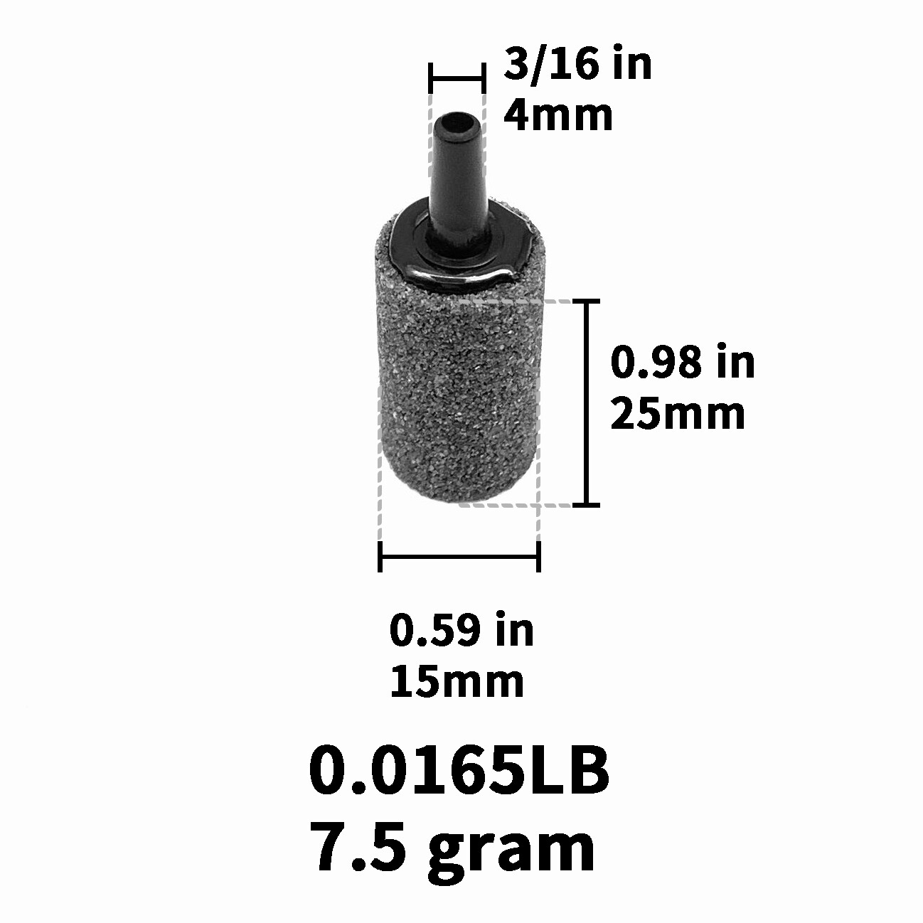 Air Stone for Aquarium & Hydroponics 1" X 0.6" Cylinder