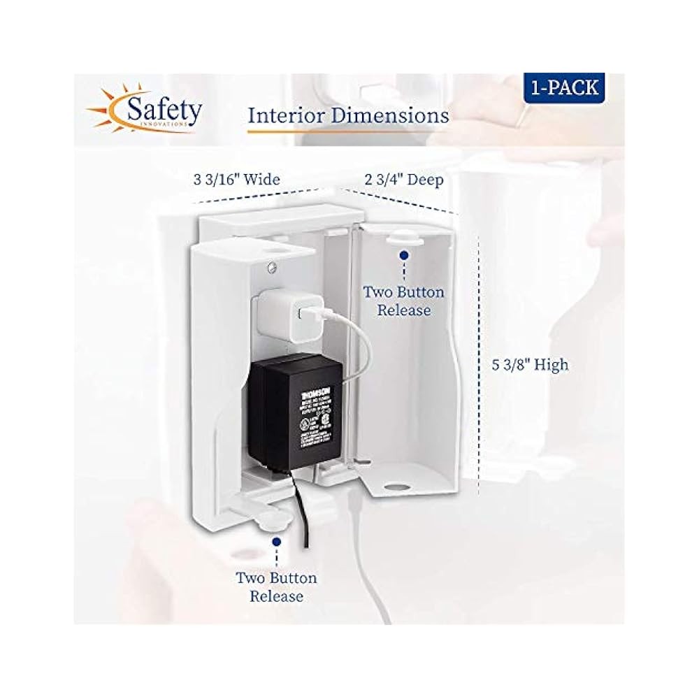 Secure Outlet Cover with Twin Locks, Extra Deep Interior for Large Plugs