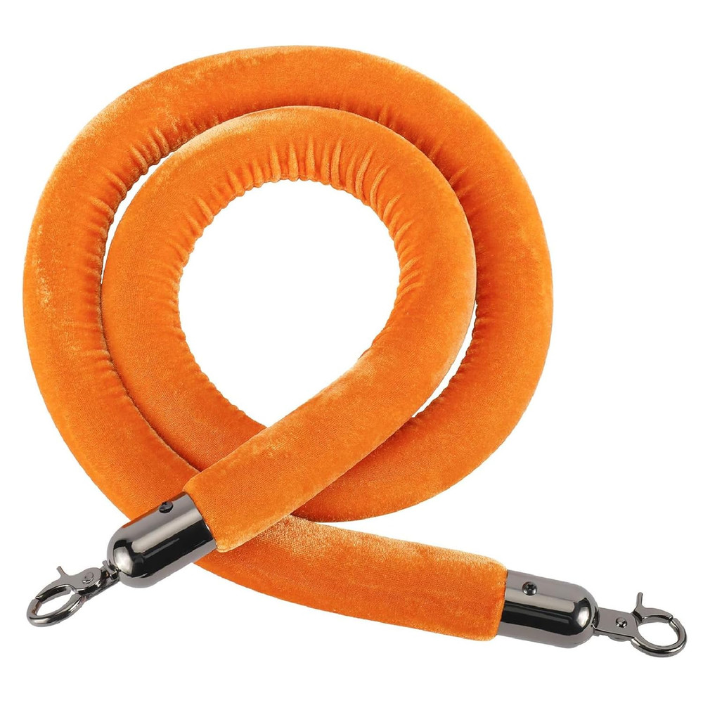 2 Pack 5ft Velvet Rope Barrier Queue Line Stanchion Crowd Control Orange