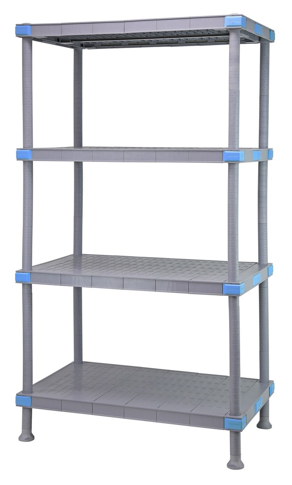 Quantum QP243686SS-4 NSF Millenia Gray Polymer 4 Shelf Solid Shelving Unit - ...