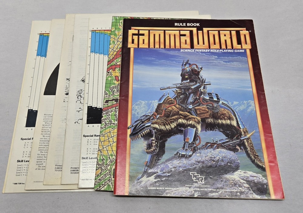 TSR Gamma World With Books, Map And Extra Inserts No Box Or Dice