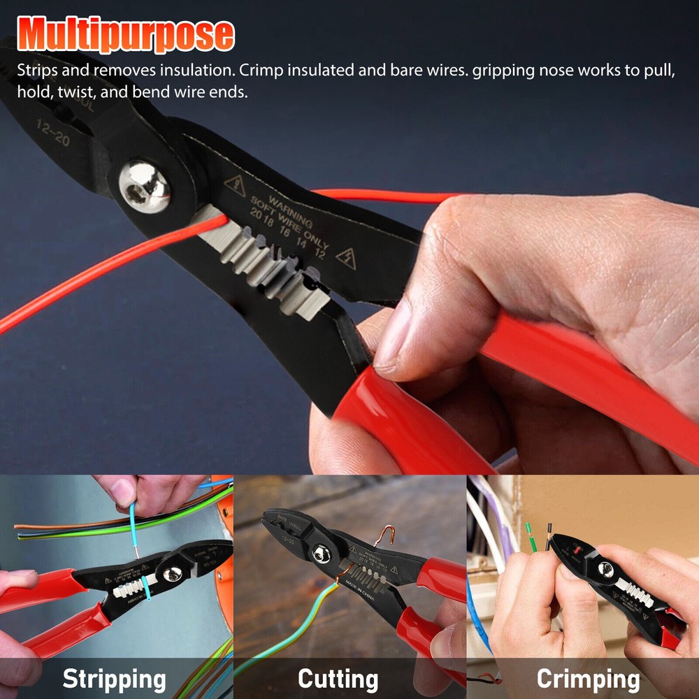 Cable Stripper Pliers Multifunctional Wire Service Pliers Crimper Stripper Tool