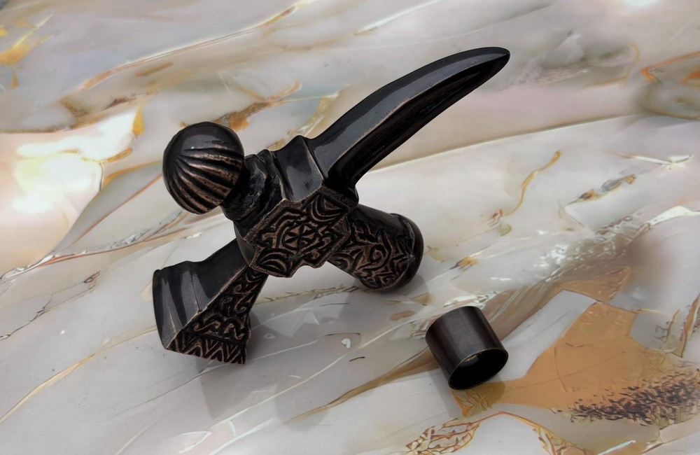 Hand-Engraved Solid Brass Walking Stick Handle Antique Style Cane Grip