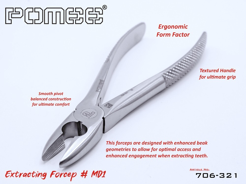 Pomee USA Extracting Forcep #MD1 Universal Upper Central Lateral Cuspid Bicuspid
