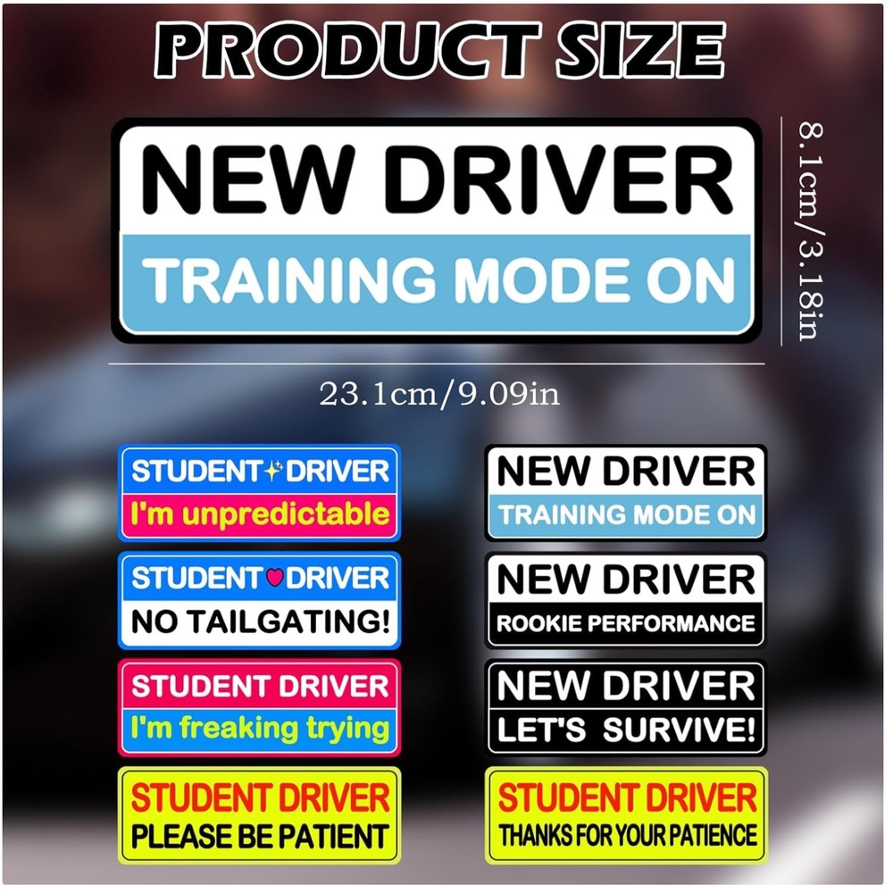 8Pc Student Driver Magnetic Sticker Set