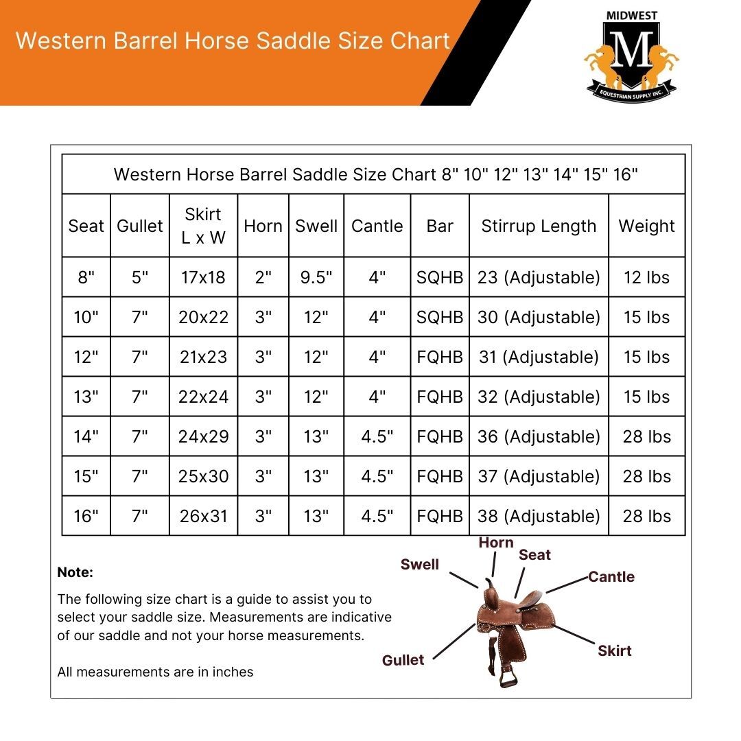 Adults-Kids & 8" Western Saddle Horse Barrel Saddle Deep Seat With Free Shipping