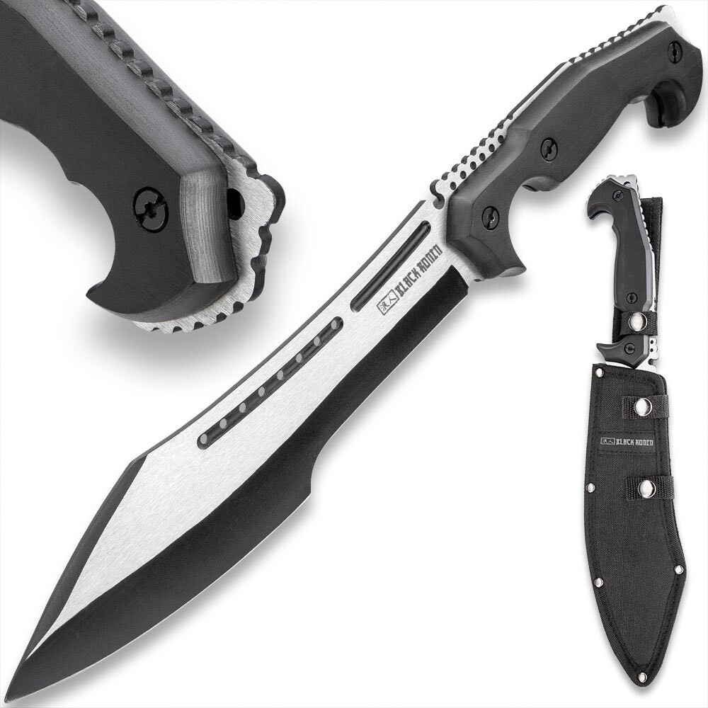 Black Ronin Stealth Machete and Sheath | Full-Tang | Tactical Knife - Length 16"