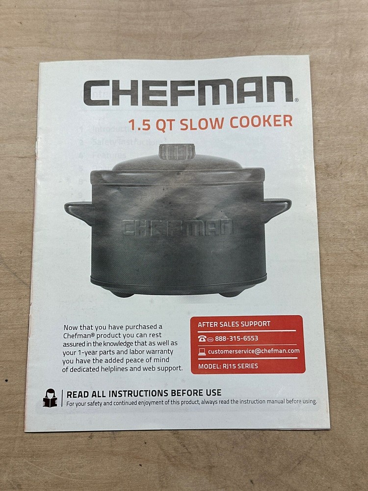 Black Chefman Slow Cooker Compact Personal 1.5 Quart, Open Box - Never Used