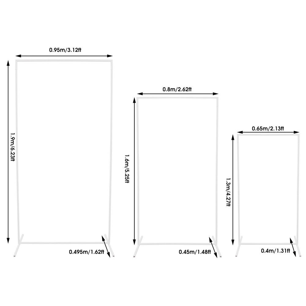 3pcs Metal Backdrop Stand Rectangular Balloon Frame Wedding Flower Backdrop Rack
