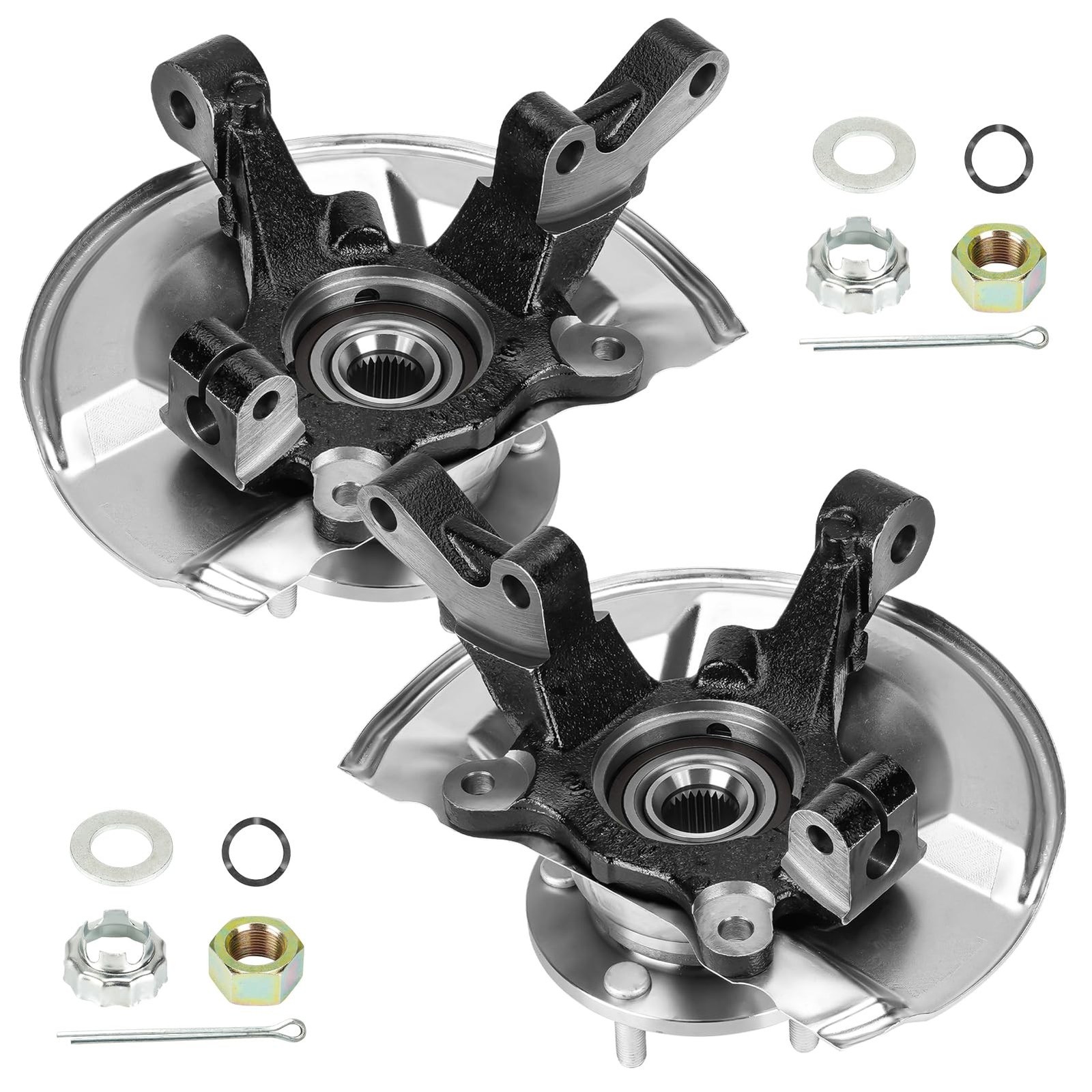 Front Steering Knuckles & Wheel Bearing Hub Assembly Driver and Passenger Sid...