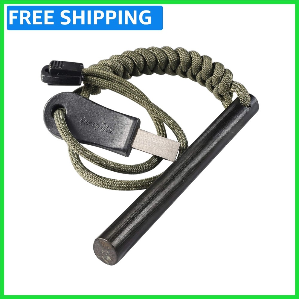 Reliable 4" Ferro Rod Fire Starter with 5ft Paracord & High Spark Production