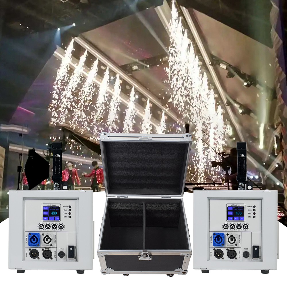 2Set 800W Spray Down Cold Spark Machine Waterfall Firework DMX with Flight Case