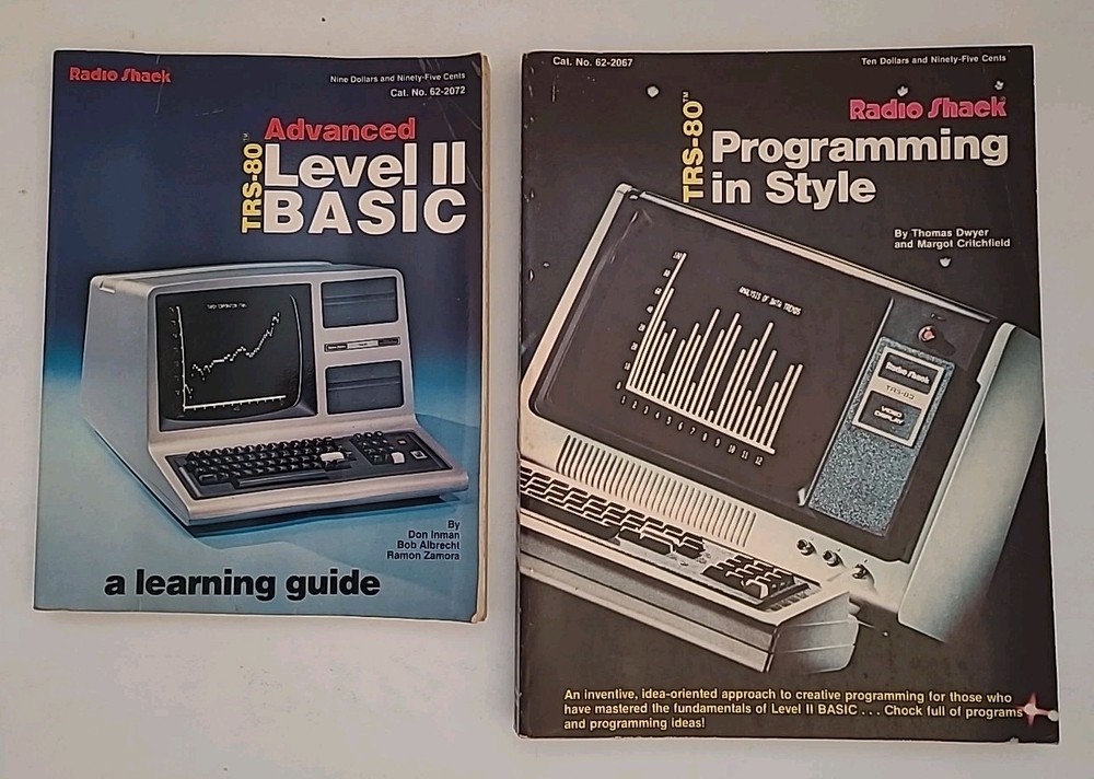 TRS-80 Advanced Level II Basic & Programming in Style - (2) Radio Shack Books PB