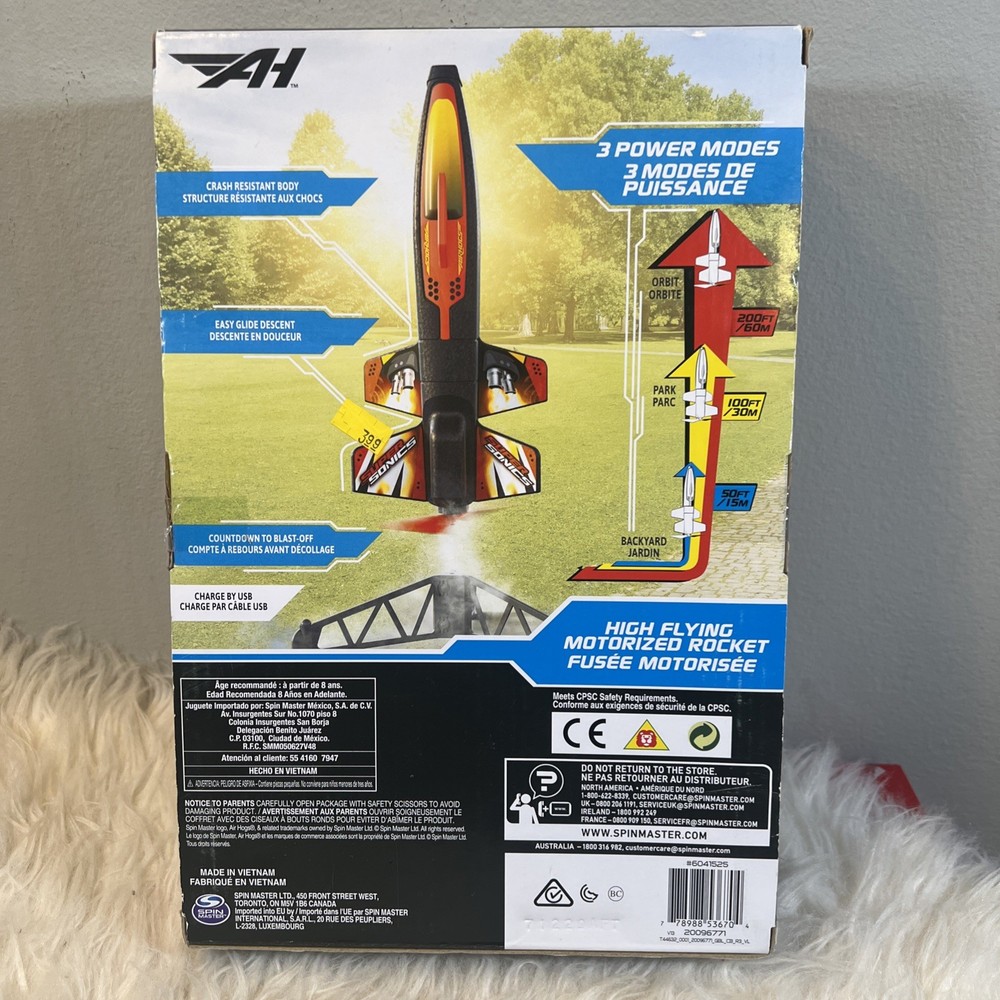 Air Hogs Sonic Rocket 200ft High Flying Motorized 3 Power Modes Spin Master