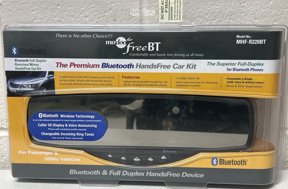 Modoo FreeBT MHF-R220BT Bluetooth Rearview Mirror Hands-Free Car Kit New Sealed