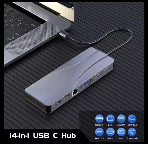 USB C Docking Station Adapter - 4K HDMI, USB 3.0, Ethernet, SD Card Reader