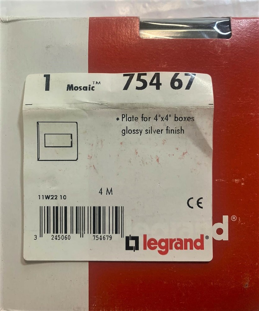 Legrand Mosaic 4" x 4" Switch Plate Cover, Glossy Silver