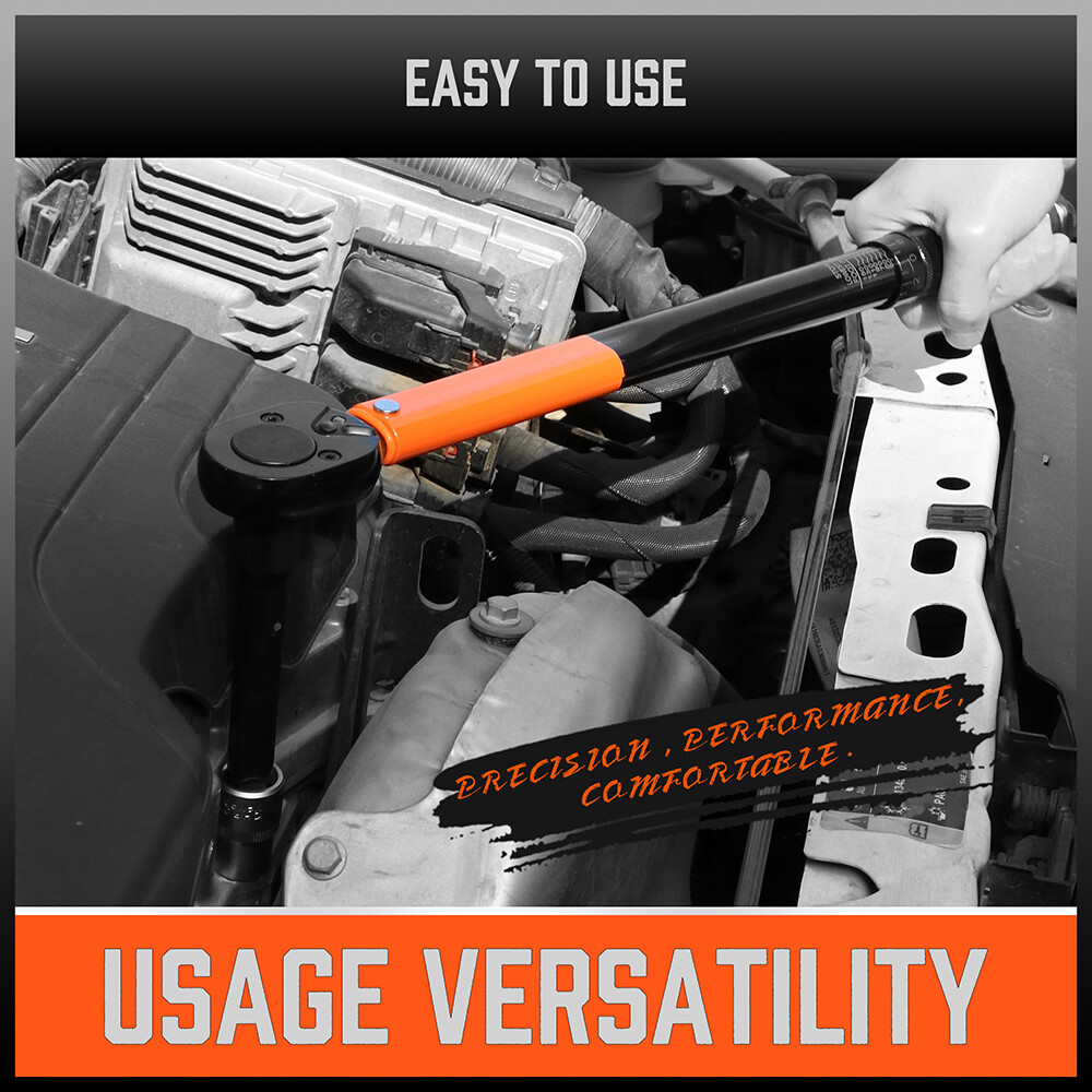 1/2" Drive Click Torque Wrench Snap Socket Ratcheting 10~150 FT-LB/13.6~203.5N-M