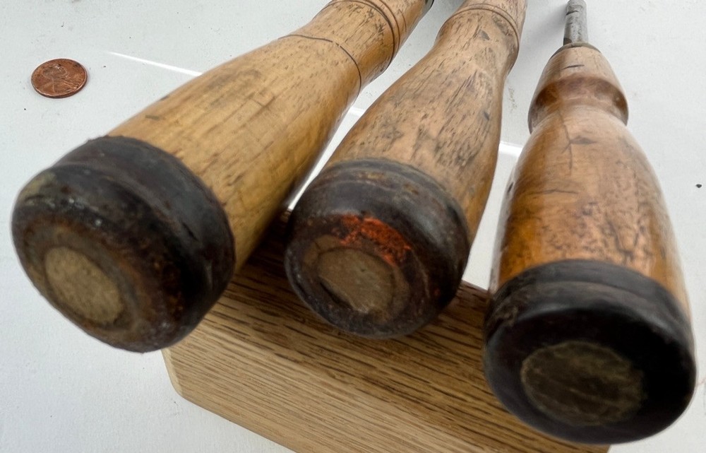 3 James Swan Socket Firmer Gouges with Handles 1 ", 7/8" & 1/4" Ready To Use