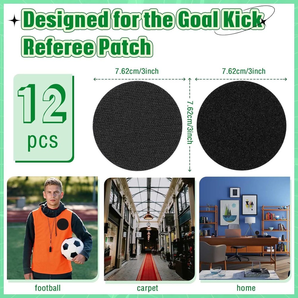 Chengu 12 Pairs Referee Patch Hook and Loop Dots 3 Inch Self Sticky Circle Hook