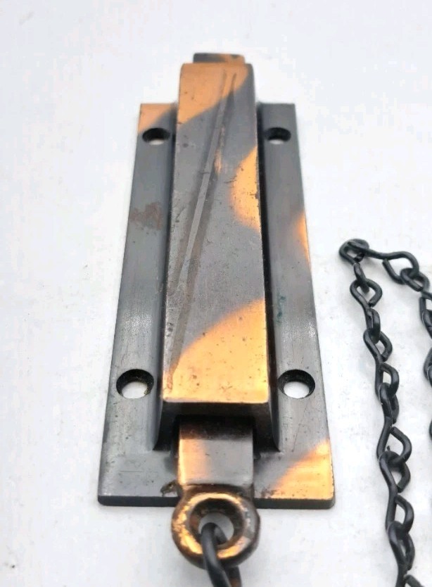 Antique Spring Loaded Latch Chain Pull Japanned Surface Mount Door Hardware