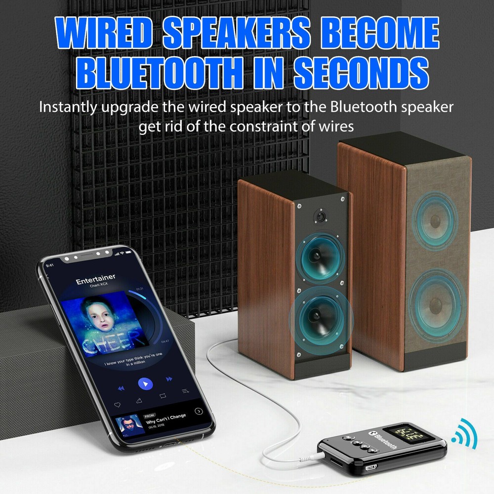 Bluetooth 5.0 Transmitter Receiver 2 in 1 Wireless Audio Adapter TF Card Reader