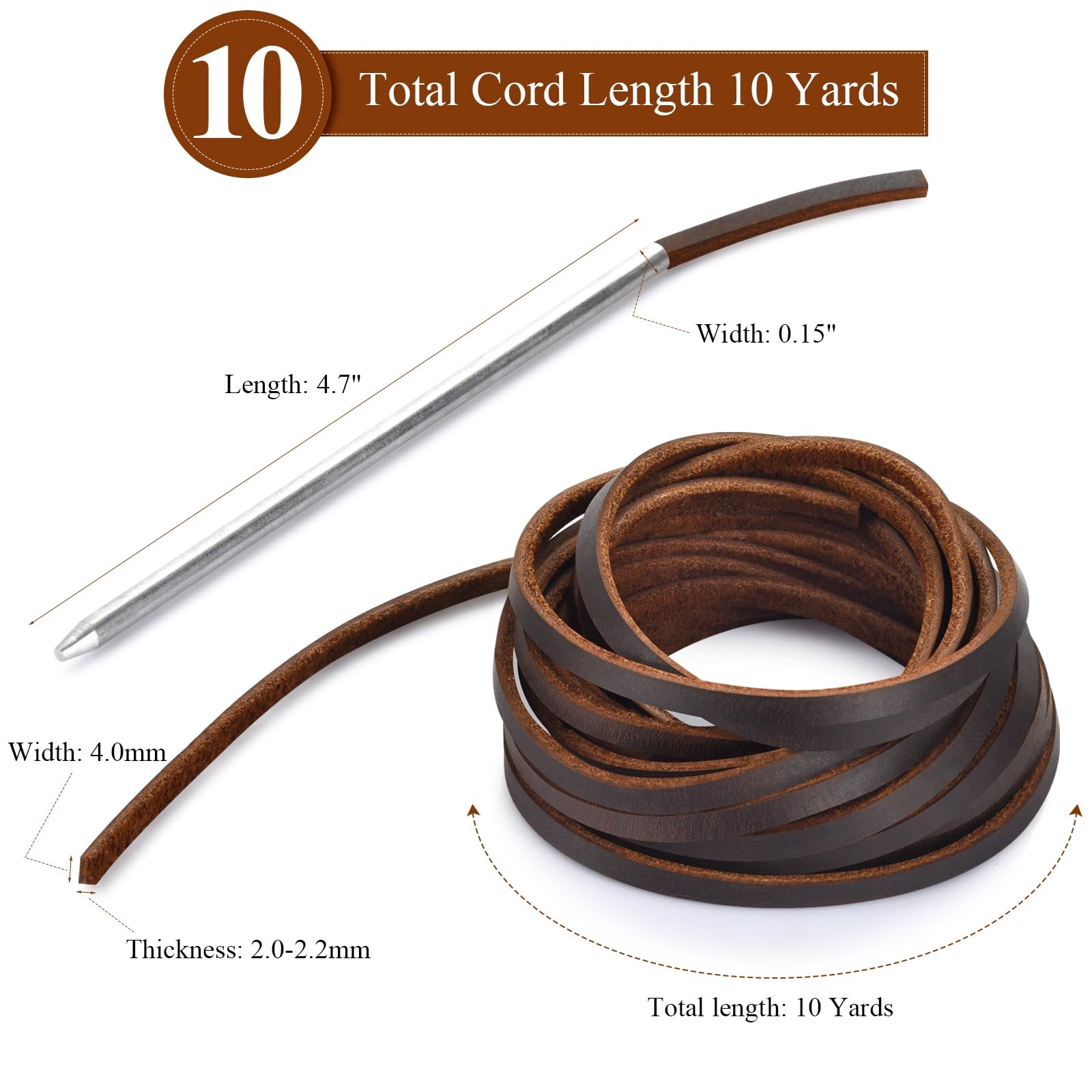 10 Yards Flat Genuine Leather Laces, Leather Strips Cord, Full Grain Cowhide ...