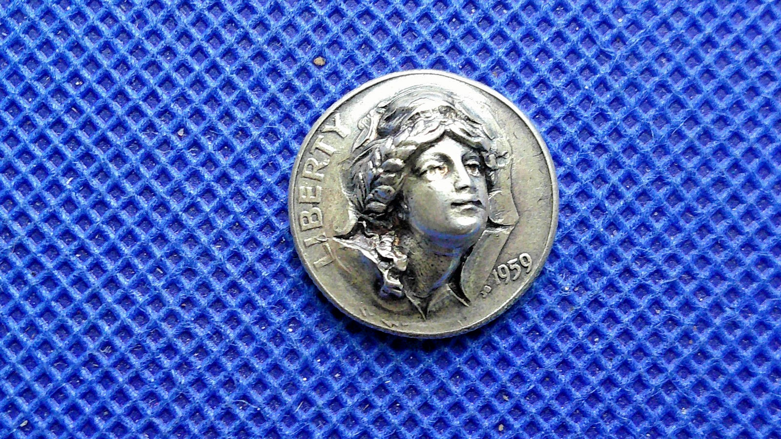 Nice 1959 LADY LIBERTY POP OUT REPOUSSE SILVER DIME COIN