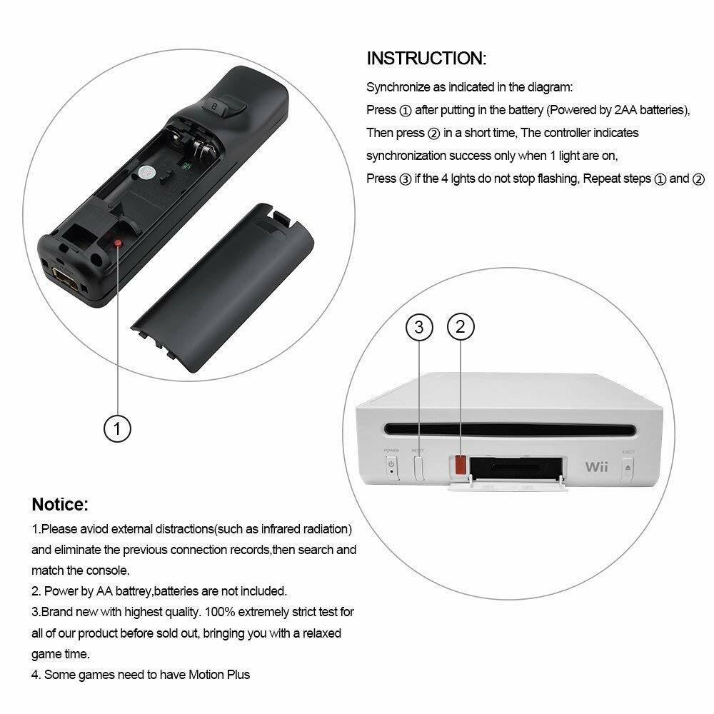2Pack 2 IN 1 Built in Motion Plus Remote Controller For Nintendo Wii Games New
