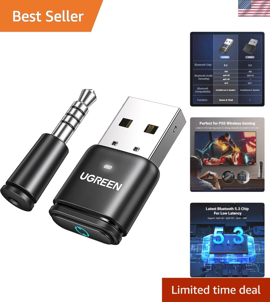 Plug & Play Bluetooth Audio Adapter - Seamless Connection for PS5, Switch, PC