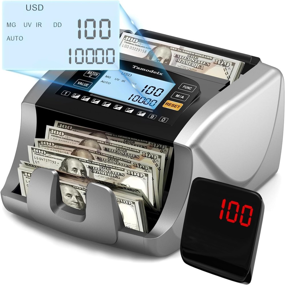 Professional Money Counting Machine with LCD & Counterfeit Detection Features
