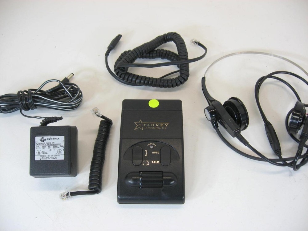 Starkey E4 Telephone Amplifier w/ Dual Headset & Accessories Tested Working