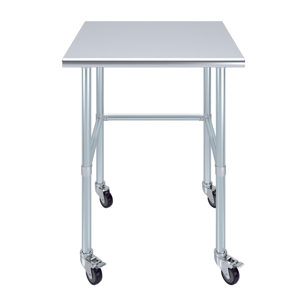 30 in. x 30 in. Stainless Steel Work Table Open Base & Wheels | Mobile Table