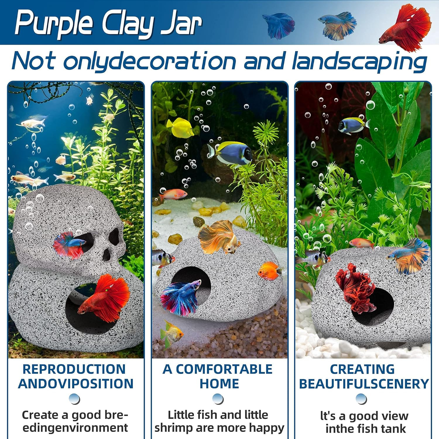 Aquarium Decorations Cave Fish Tank Accessories Rock Decor for Shrimp Cichlid Hi