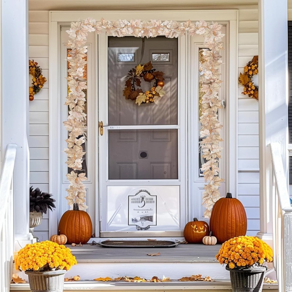 Timer - 2 Pack Fall Decor Garland with Lights 2 Pack, Grey White