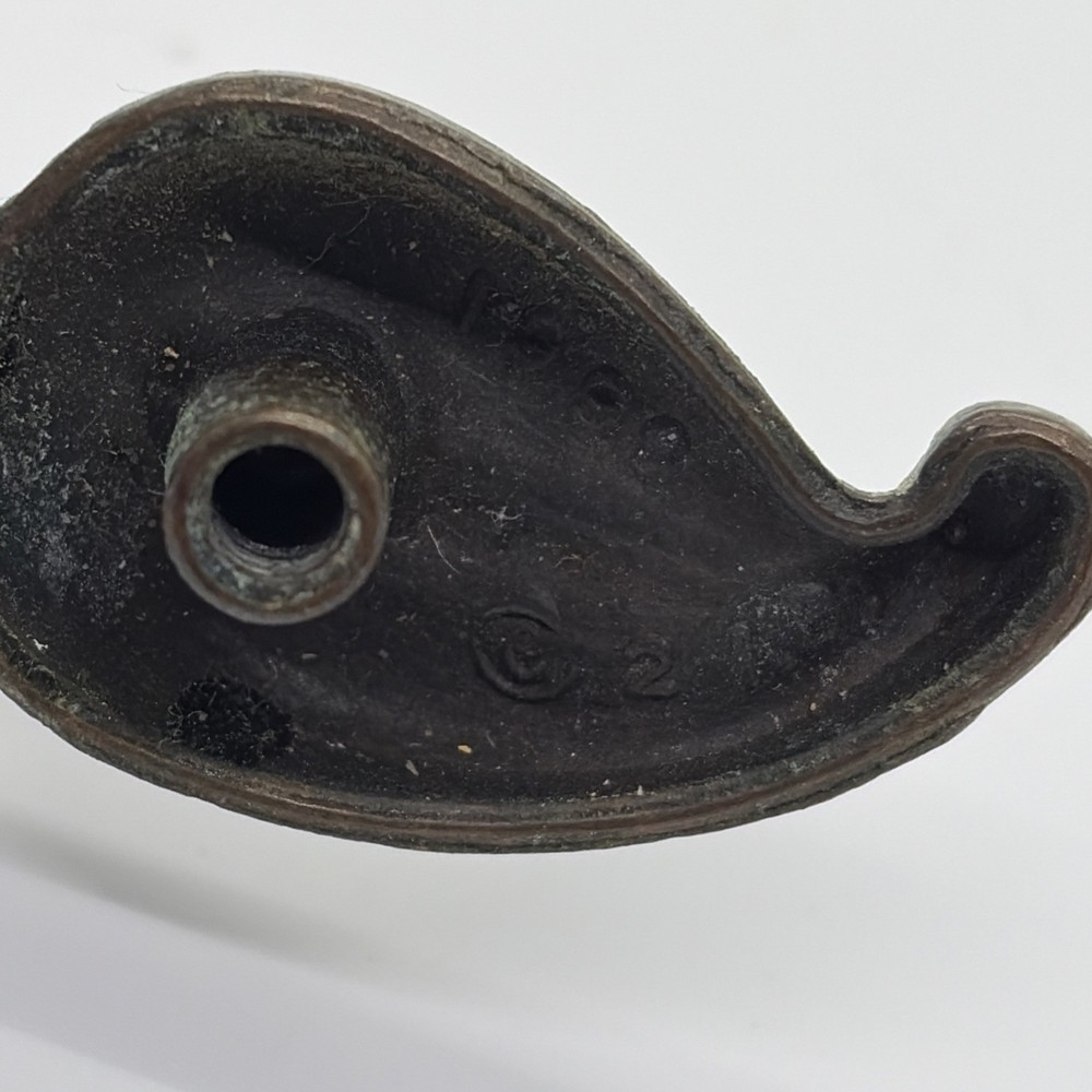 Vtg Brass Single Drawer Pull Leaf Design (11)