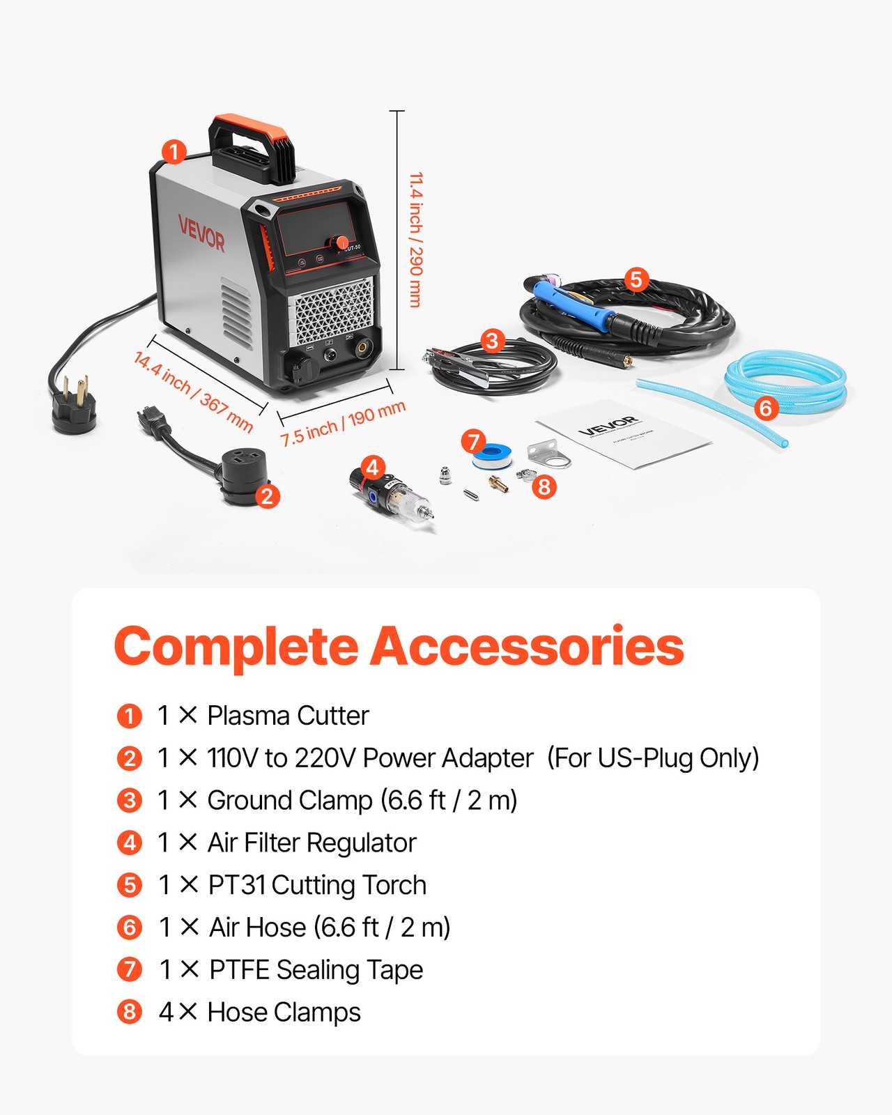 VEVOR Plasma Cutter 50A Plasma Cutting Machine 110V/220V Digital Display IGBT