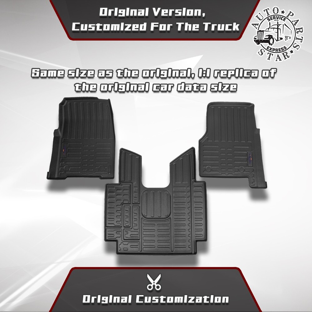 3PCS Floor Mat Floor Liners Set For Freightliner Cascadia 113 125 & Evolution
