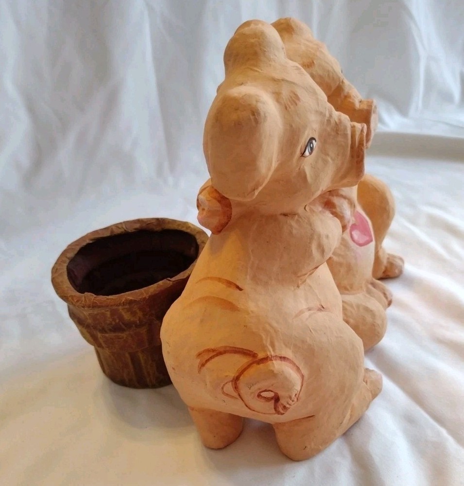 Paper Mache Hugging Pigs Planter